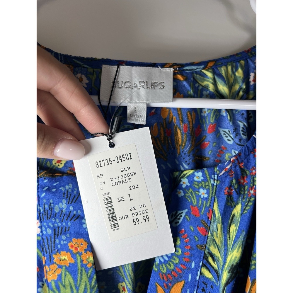 Sugarlips Women's Floral Midi Maxi Smocked Waist Tiered Dress Size Large NWT - Picture 2 of 8